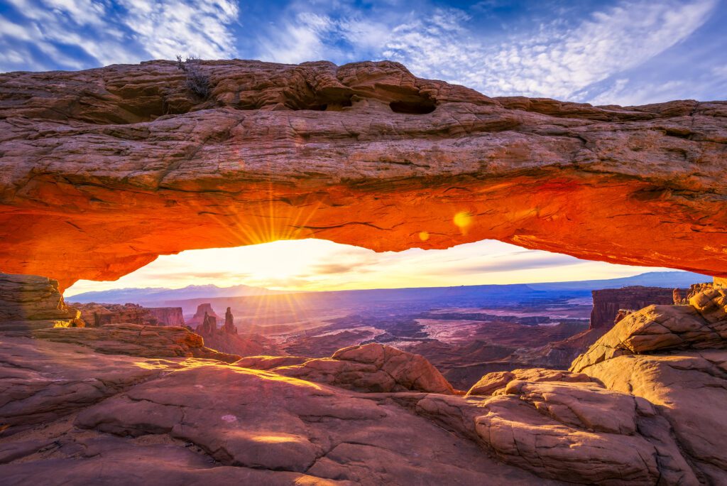 Sunrise at iconic Mesa Arch in Canyonlands National Park