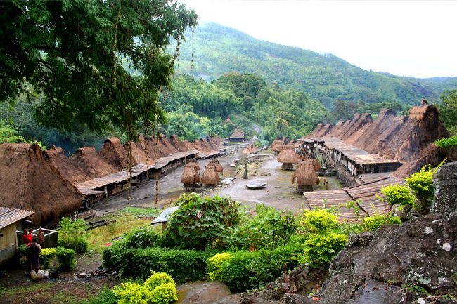 Villages mégalithiques traditionnels, composé de deux rangées de maisons traditionnelles aux hauts toits de chaume.