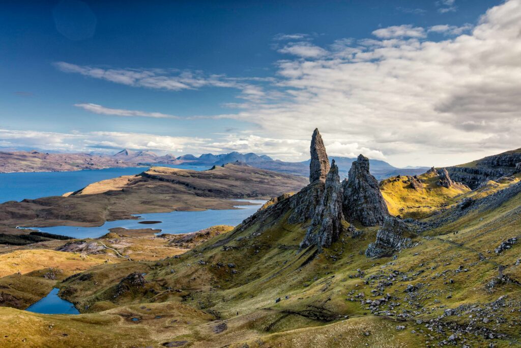 Vue en hauteur d'une partie de l'île de Skye en Ecosse.